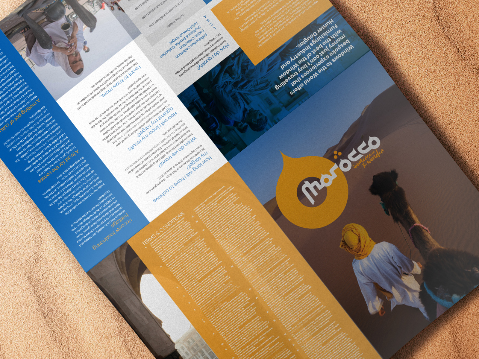 Close up image of unfolded Morocco brochure design