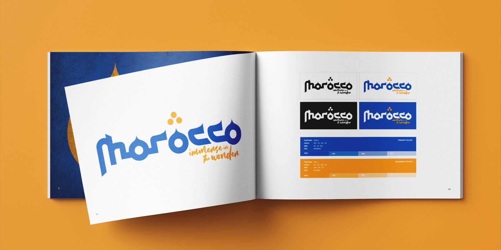 Printed book featuring Morocco branding style guide