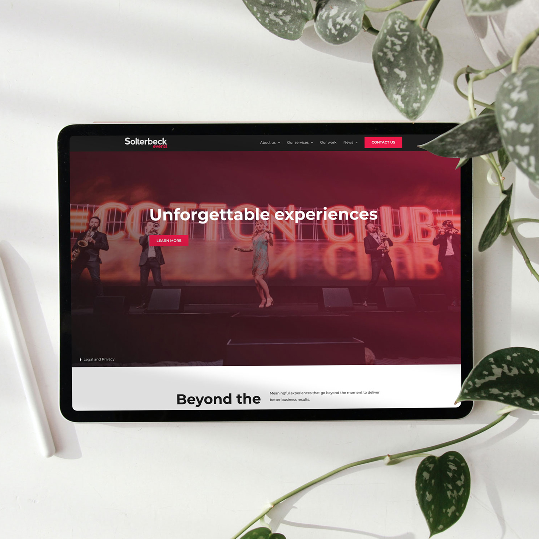 Soltebeck Events website design on iPad