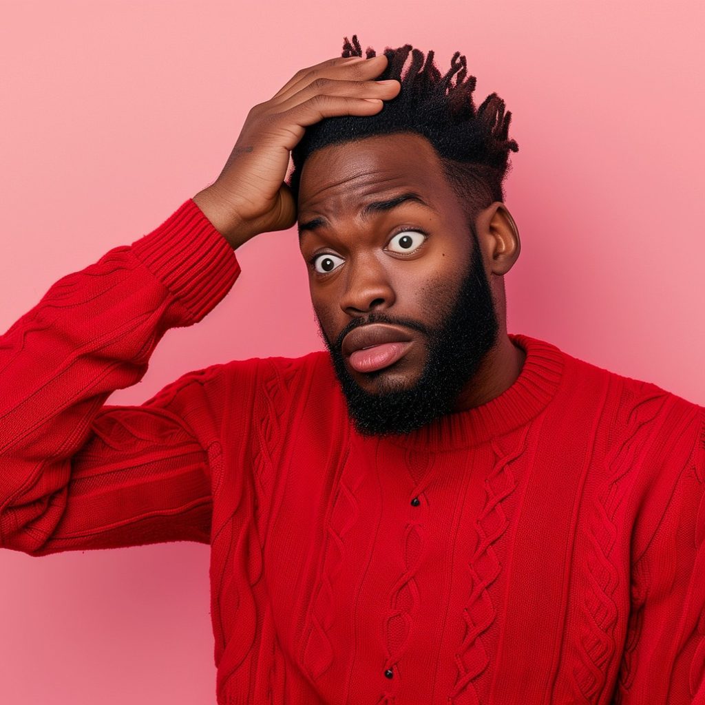 Photo of confused man trying to learn why branding is important